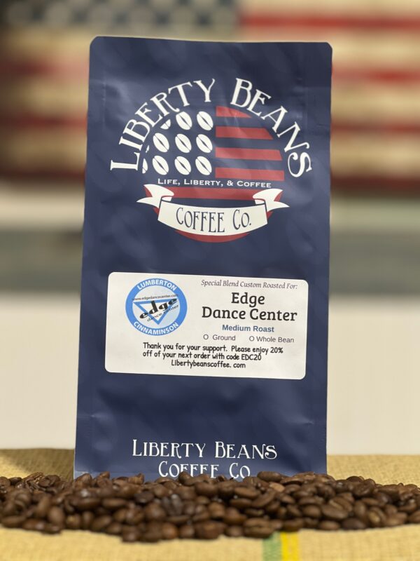 Liberty Beans Coffee bag with coffee beans