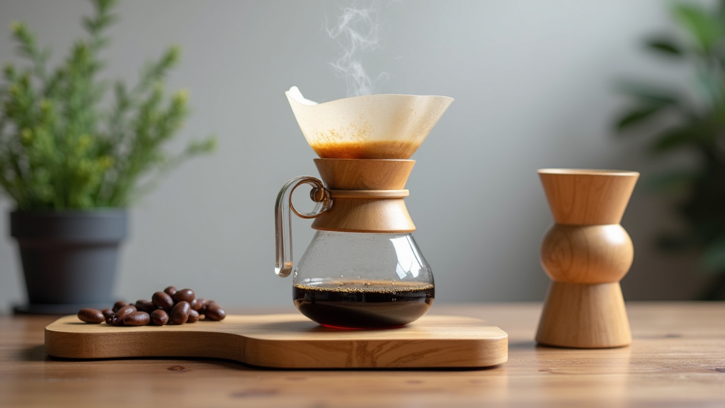 Pour-over coffee brewing with fresh beans