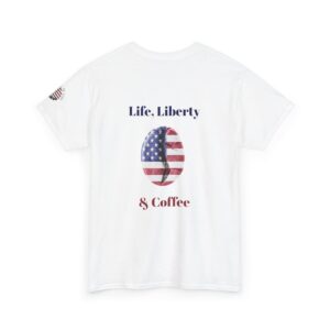 Life, Liberty & Coffee T‑Shirt — American Flag Coffee Bean Graphic Tee